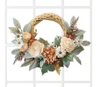 Fall Wreaths for Front Door, Maple Leaves Harvest Wreaths for Front Door, 15 inch Artificial Autumn Festive Seasonal Ornament with Hook for Farmhouse School Garden Mantel Hotel Wall Apartment