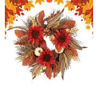 Fall Wreaths for Front Door | Pumpkin Leaves Door Wreaths Fall Decor | Thanksgiving Party Supplies Sign for Halloween Farmhouse Fireplace Window Outdoor Indoor Home Decor Kitchen