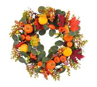 Fall Wreaths | Harvest Wreaths for Front Door,Seasonal Artificial Pumpkin Leaves Decorations for Farmhouse, Window Outdoor Entrance Wall Kitchen