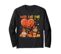 Fall Y'all Thanksgiving Maine Coon Gnome Pupmkins Fall Tree Long Sleeve T-Shirt