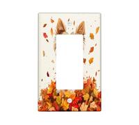 Fall Yorkie Dog Decorative Light Switch Cover Wall Plate 1 Gang Single Rocker, Fun Autumn Maple Leaves Puppy Electrical Faceplate for Room, Weird Cute Pet Switchcover Switchplate