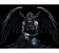 Fallen Angel Diamond Art Kits for Adults, 5D Diamond Painting Gothic Dimond Art Kit, DIY Rhinestone Embroidery Crystal Cross Stitch Canvas Painting by Numbers for Home Wall Decor 40x30cm -RD107