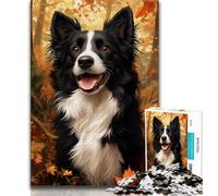 Fallen Border Collie Adult Jigsaws 1000 Pieces Difficult,Help The Brain Exercise Addictive Toys to Cultivate Patience Great Gift 38x26cm