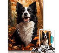 Fallen Border Collie JigsawPuzzle 1000 Pieces for Adults,Toys Educational Games Stress Relieving Suitable for Desktop Decoration (38x26cm)