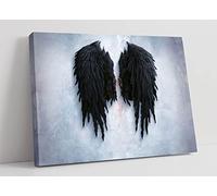 Fallen Broken Angel Black Wings Street Art Banksy Canvas Wall Art Picture Print - 30 inch wide x 20 inch high (Frame Depth 30mm)