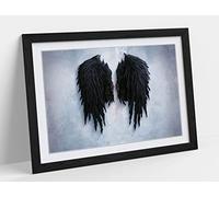 Fallen Broken Angel Wings Banksy Black Framed Wall Art Print Picture - A2 - Black Frame