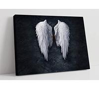 Fallen Broken Angel Wings Banksy White Xl Canvas Wall Art Picture Print - 12 inch wide x 8 inch high (Frame Depth 30mm)