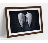 Fallen Broken Angel Wings Banksy White Xl Framed Wall Art Print Picture - A4 - Walnut Frame