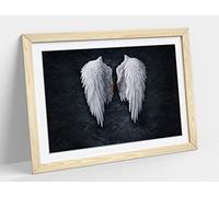 Fallen Broken Angel Wings Street Art Banksy White Framed Wall Art Print Picture - A3 - Light Oak Frame