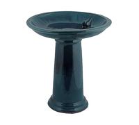 Fallen Fruits Ceramic Bird Bath on Pedestal in Blue Blue