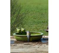 Fallen Fruits Green Ceramic Round Bird Bath Green
