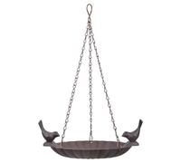 Fallen Fruits Hanging Bird Bath with 2 Birds Cast Iron Chain Hook FB377