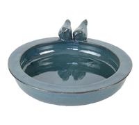Fallen Fruits Round Ceramic Bird Bath - Petrol Blue