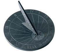 Round Slate Sundial, 25cm Diameter - Elegant Garden Timepiece for Terraces and Patios