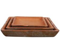 Fallen Fruits Set 3 Square Saucers For Square Pots in Red Fallen Fruits Red