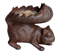Bird Feeder Cast Iron Squirrel Bird Seed Nuts Food Water Bowl