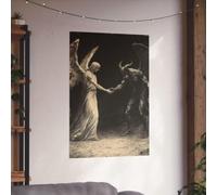 Fallen Grace and Flaming Descent: Angels and Demons in a Gothic Embrace Vertical Poster (Frame-style,18L" x 12W")