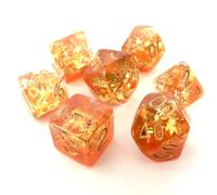 Fallen Leaf Autumn DND Dice Set - Dungeons and Dragons Fall Seasonal Orange Polyhedral Dice for Tabletop RPGs