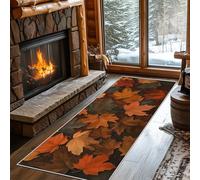 Fallen Leaf Runner Rugs for Hallway Washable Non Slip, Autumn Leaves Orange Yellow Runner Rug for Hall Kitchen Bedroom Rubber Backed, Long Door Mats Indoor 80x300 cm