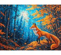 Fallen Leaves Diamond Art, Crafts for Adults 5D DIY Diamond Painting Fox Canvas for Painting, Cross Stitch Kits for Adults, Arts And Crafts for Kids, Gem Art Embroidery Kits, Room Decor, 60x80cm g-248