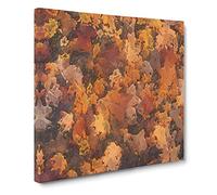 Fallen Leaves in Abstract Modern Canvas Wall Art Print Ready to Hang, Framed Picture for Living Room Bedroom Home Office Décor, 14x14 Inch (35x35 cm)