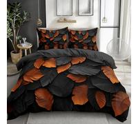 Fallen Leaves King Size Duvet Cover Sets Botanical Print Bedding Set 3D Print Quilt Cover 230x220 cm Soft Microfiber Lightweight with Zipper Closure and 2 Pillowcases f-1199