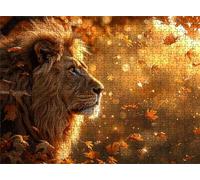 Fallen Leaves Lion Puzzle - 1500 Piece Jigsaw Puzzles for Adults - The Back Features Printed Letter Guides - and The Pieces fit Together Snugly - Wooden Puzzles for Adults 34.3 X 22.4 Inch s7h-752