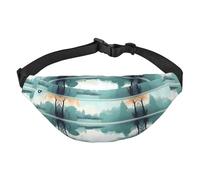 Fallen leaves on a tranquil lake Boys Crossbody Waist Bag, Large Travel Fashion Waist Bag for Sports, Running, Cycling, Traveling, Fishing