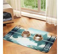 Fallen leaves on a tranquil lake Pet absorbent leather tablecloth Pet bowl mat suitable for dogs or cats