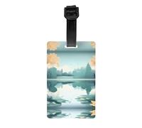 Fallen Leaves on a Tranquil Lake Print PVC Luggage Tags 3.3x2.1 in, Suitcase Identifier ID Card,for Travel Bags, Accessories