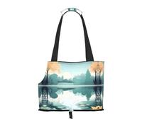 Fallen Leaves on a Tranquil Lake Printed pet Shoulder Bag - Foldable Design, Small cat and Dog Travel Bag