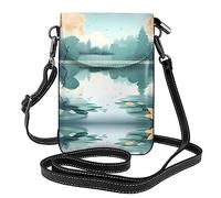 Fallen leaves on a tranquil lake Printed Women's Crossbody Phone Bag - Perfect for Travel and Shopping
