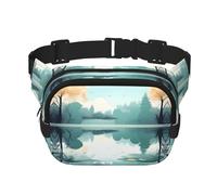 Fallen Leaves on a Tranquil Lake Square Double-Layer Waist Bag for Outdoor Activities Such as Sports, Travel, Hiking, Cycling