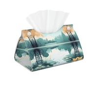 Fallen leaves on a tranquil lake Tissue Box Cover,Modern PU Leather Rectangular Tissue Holder,Wipes Dispenser Paper Cover Case Napkin Holder for Bathroom Bedroom Vanity Countertop Desk Car
