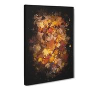 Fallen Leaves Paint Splash Canvas Print | Gallery Wrapped 30mm Frame Wall Art | 30x20 inches | Ready to Hang | Modern Floral Picture | Living Room Bedroom Lounge Office