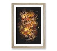 Fallen Leaves Paint Splash Framed Print | A2 Oak Framed Wall Art | Ready to Hang | Modern Floral Picture | Living Room Bedroom Lounge Office