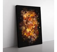 Fallen Leaves Paint Splash Modern Canvas Wall Art Print Ready to Hang, Framed Picture for Living Room Bedroom Home Office Décor, 50x35 cm (20x14 Inch)