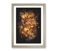 Fallen Leaves Paint Splash Modern Framed Print | A4 Oak Framed Wall Art | Ready to Hang | Modern Floral Picture | Living Room Bedroom Lounge Office