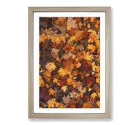 Fallen Leaves Painting Framed Print | A2 Oak Framed Wall Art | Ready to Hang | Modern Floral Picture | Living Room Bedroom Lounge Office
