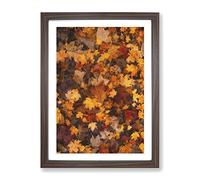 Fallen Leaves Painting Modern Framed Print | A3 Walnut Framed Wall Art | Ready to Hang | Modern Floral Picture | Living Room Bedroom Lounge Office