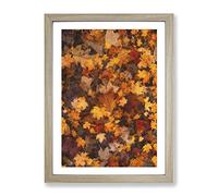 Fallen Leaves Painting Modern Framed Wall Art Print, Ready to Hang Picture for Living Room Bedroom Home Office Décor, Oak A2 (64 x 46 cm)