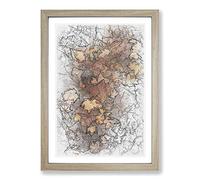 Fallen Leaves Sketch Framed Print | A2 Oak Framed Wall Art | Ready to Hang | Modern Floral Picture | Living Room Bedroom Lounge Office
