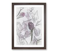 Fallen Pink Petals in Abstract Framed Print | A2 Walnut Framed Wall Art | Ready to Hang | Abstract Fantasy Picture | Living Room Bedroom Lounge Office