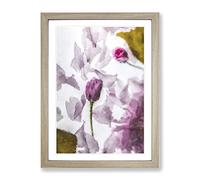 Fallen Pink Petals Painting Modern Framed Wall Art Print, Ready to Hang Picture for Living Room Bedroom Home Office Décor, Oak A4 (34 x 25 cm)