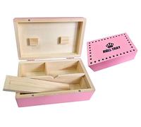 FALLENANGEL Medium Wooden Pink Rolling Box Wood Roll Accessories Storage Box