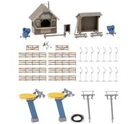Faller Model Kit - Tow Lift with Kiosk, H0 Scale, 1 Piece, Includes 2 Ski Lift Houses, Snow Cannons, Fences, Benches, Ages 6+