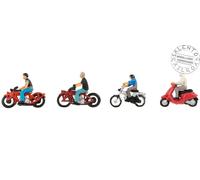 Faller 151669 Characters: 4 Motorcyclists On Their Vehicles In Scale 1:87