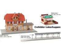 Faller 190072 3-Piece Train Station Bruderstadt with Platform and Kiosk NEW OVP