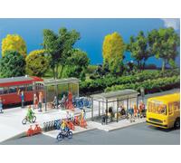 Faller 272543 Modern Bus Stops (2) and Bicycle Rack Kit VI