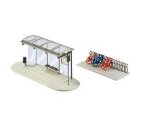 Faller 272543 Modern Bus Stops (2) and Bicycle Rack Kit VI